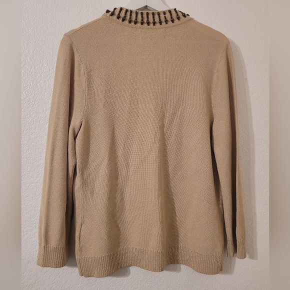 Jones New York Collection Women Size S Sweaters Cardigans Tan Beaded Trim. - Picture 5 of 7
